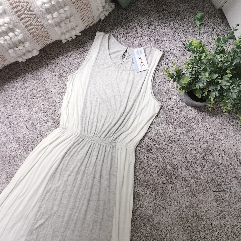 NWT grey & cream soft maxi dress size medium